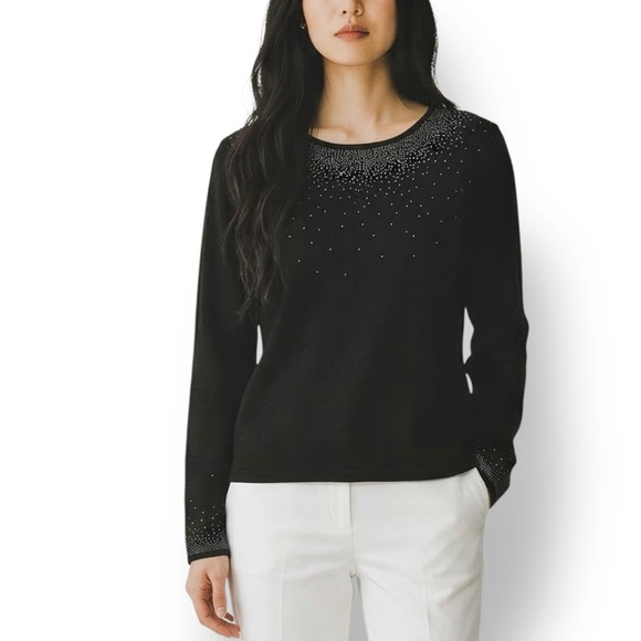Talbots Sweaters - 4/$20 Talbots Petite Silk Cashmere Beaded Sweater Black Long Sleeve Top PS